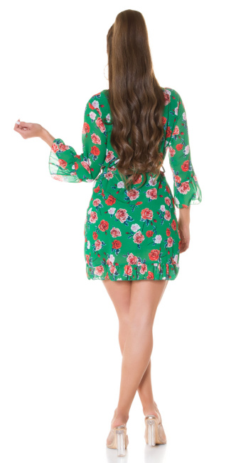 wrap dress with floral print Green